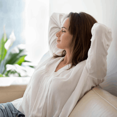 Woman with allergies breathing better